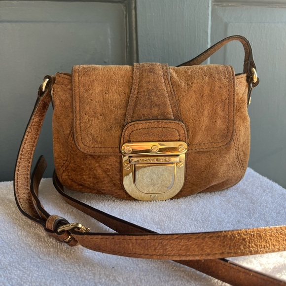 Michael Kors Brown Ostrich Crossbody Bag - Picture 1 of 4